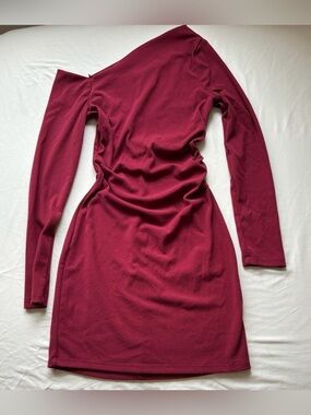 Chic One-Shoulder Burgundy Mini Dress